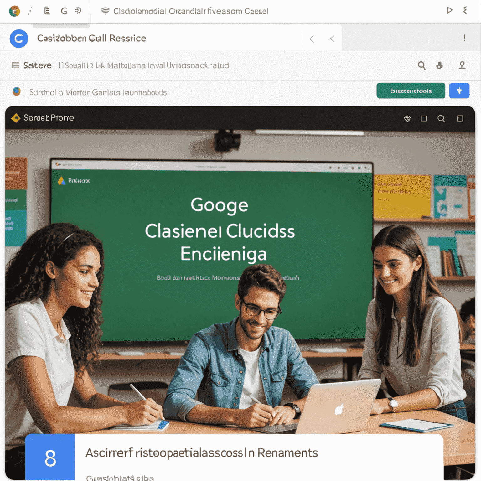 Interfaz de Google Classroom mostrando una clase virtual con tareas y anuncios en español